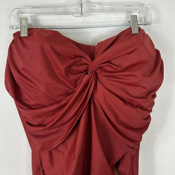 J. Crew Twist Front Bandeau One Piece Swimsuit Women's Plus 20 Warm Chimney NWT - Picture 4 of 13